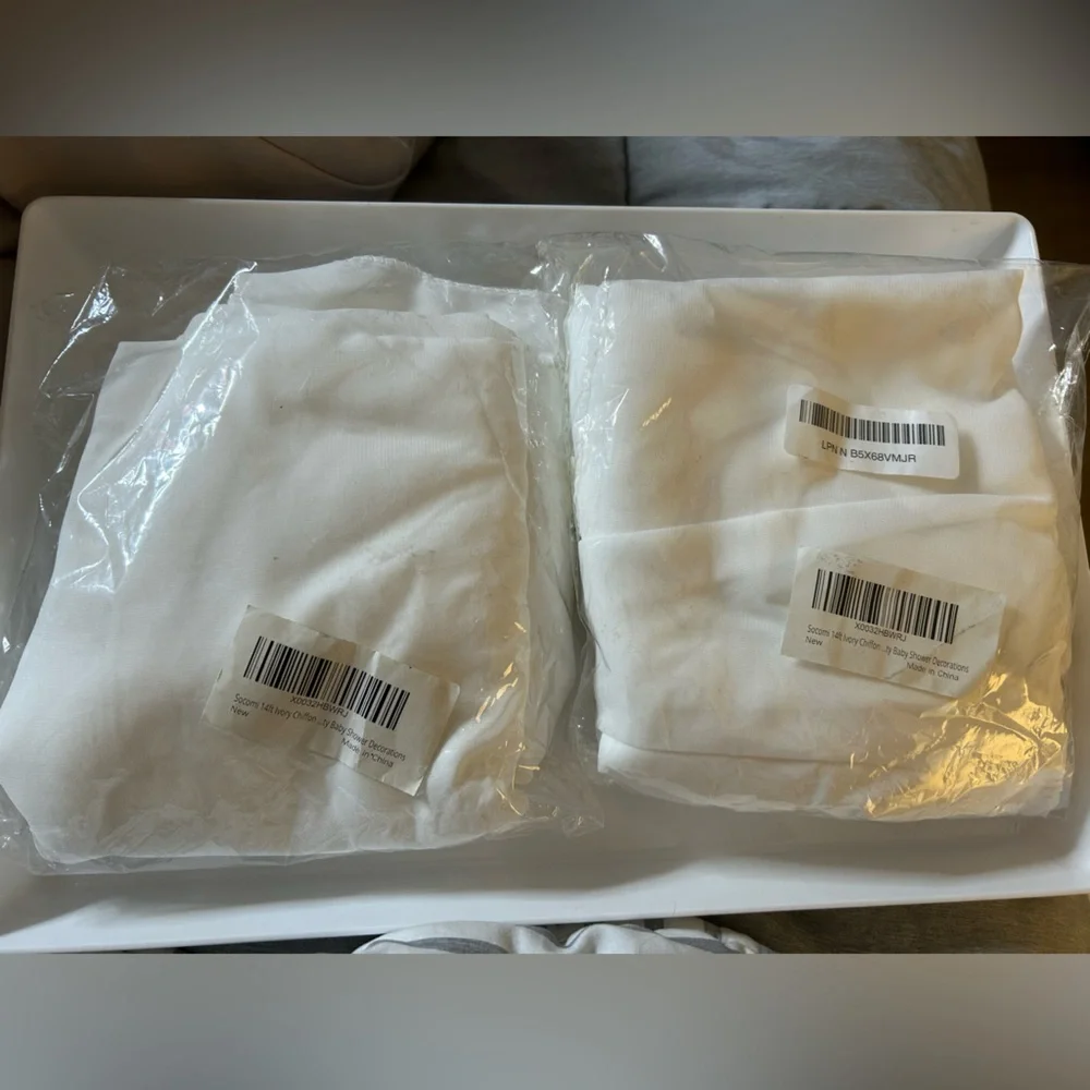 NEW Set of 2 Ivory Chiffon Table Runner Rustic 14ft 29x170” Wedding Runner Sheer